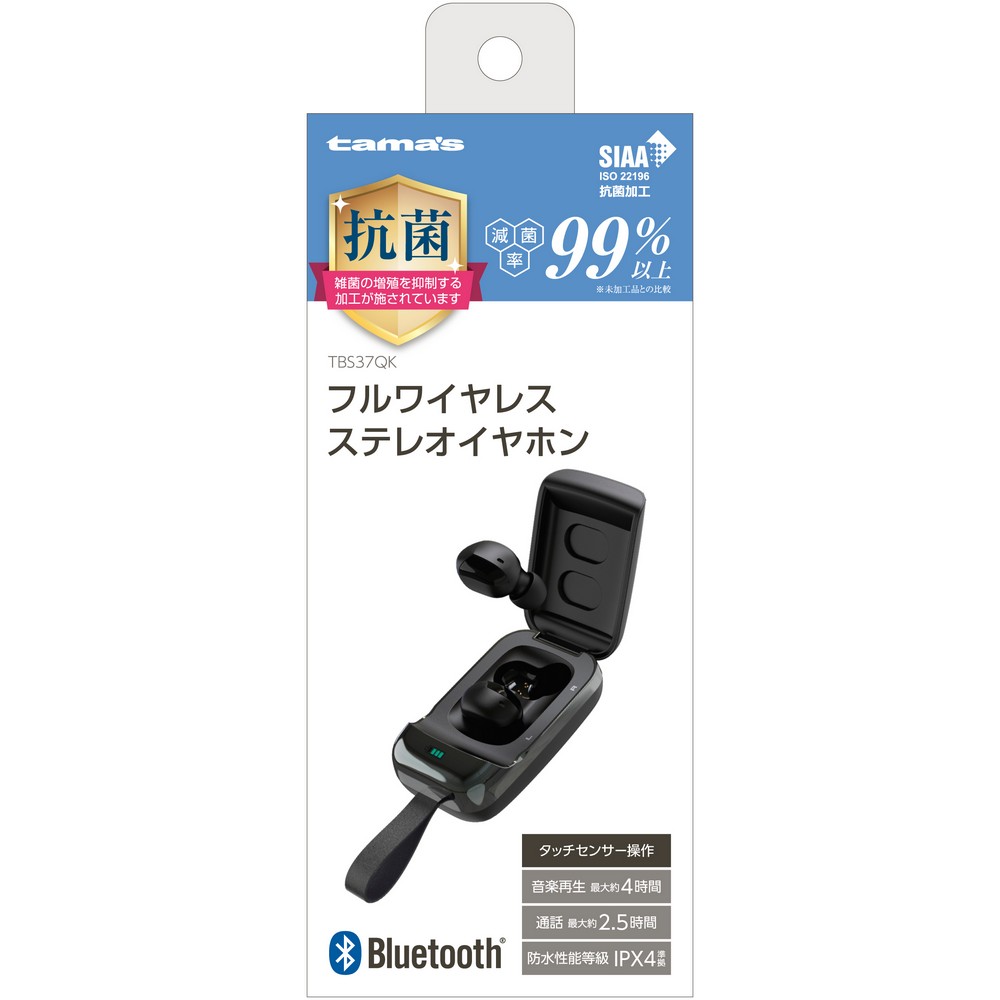多摩電子 Bluetooth フルワイヤレスイヤホン TBS37QK