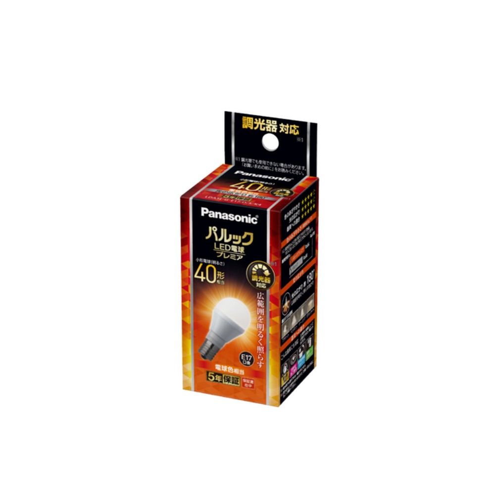パナソニック パルック LED電球 プレミア 小形電球タイプ E17 40W形 電球色 調光器対応 LDA5LGE17DSK4