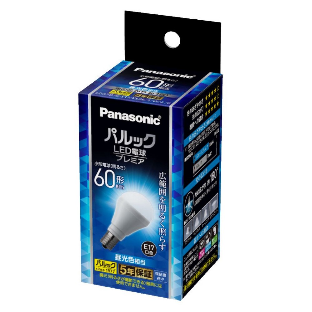 パナソニック パルックプレミア LED電球 ミニクリプトン球形 E17 60w形 昼光色 LDA7DGE17K60ESW2F