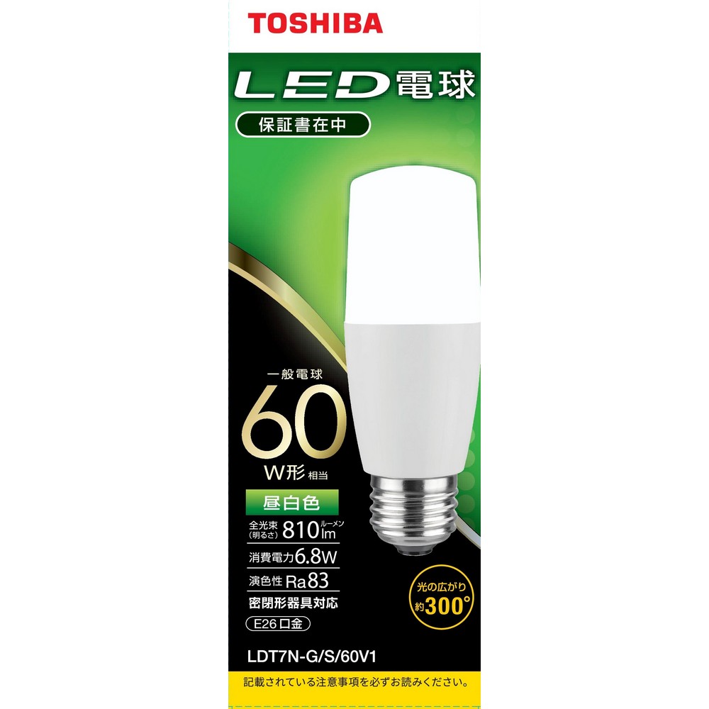 東芝 LED電球 Ｔ型 60W形 E26 昼白色 LDT7N/G/S/60V1