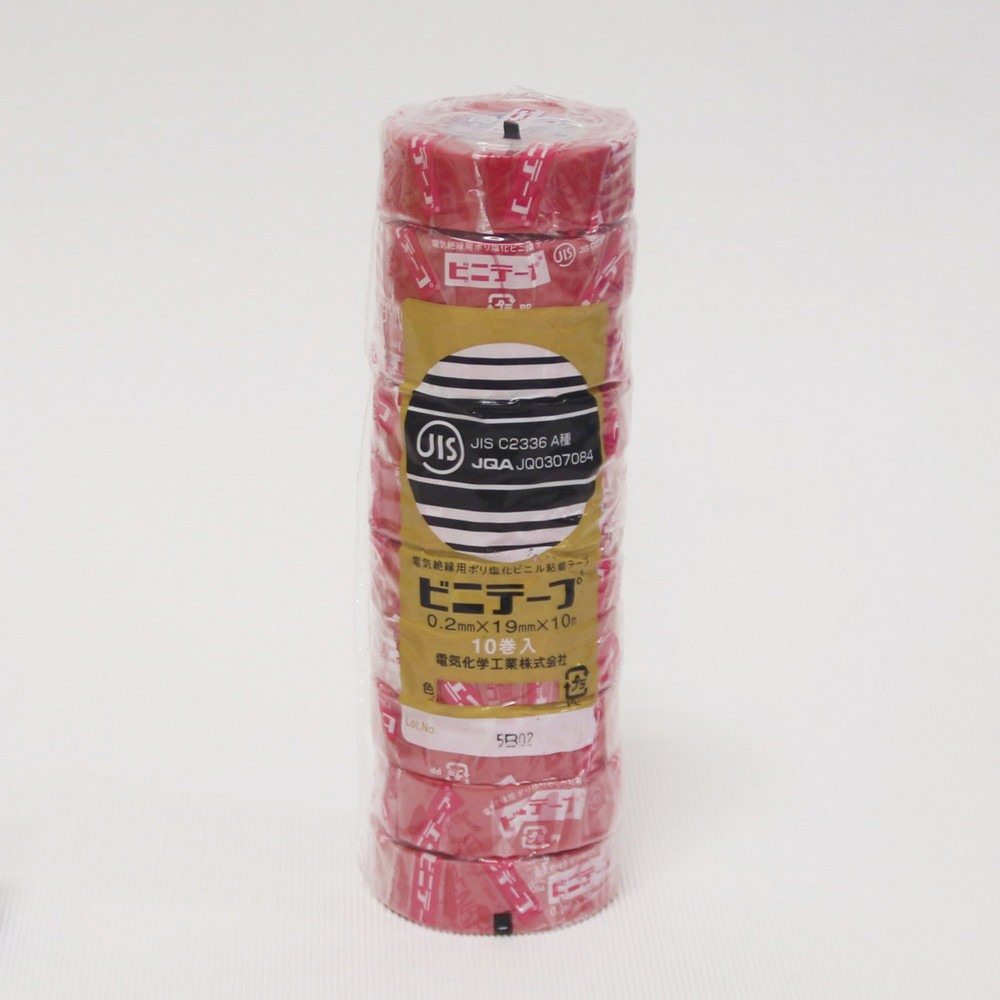 エルパ 絶縁ビニールテープ 19mm×10m 10個入 レッド #101 19X10M 10P/RD