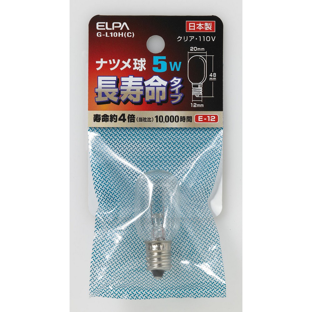 四季ナツメ　2枚セット エルパ(ELPA) ナツメ球 長寿命タイプ 5W E12 クリア G-L10H(C