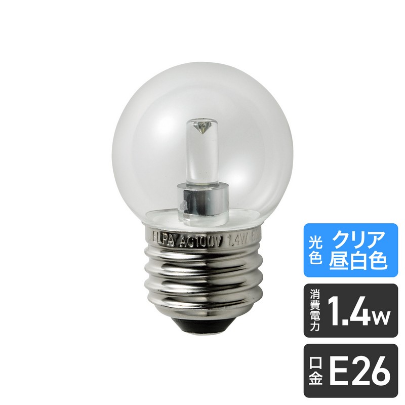 エルパ LED電球 ミニボール球形 E26 G40 クリア 昼白色 LDG1CN-G-G255