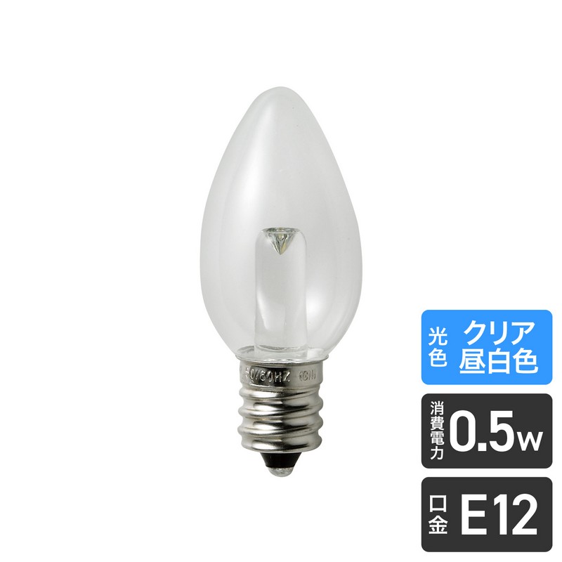エルパ LED電球 ローソク球形 E12 クリア昼白色 LDC1CN-G-E12-G305