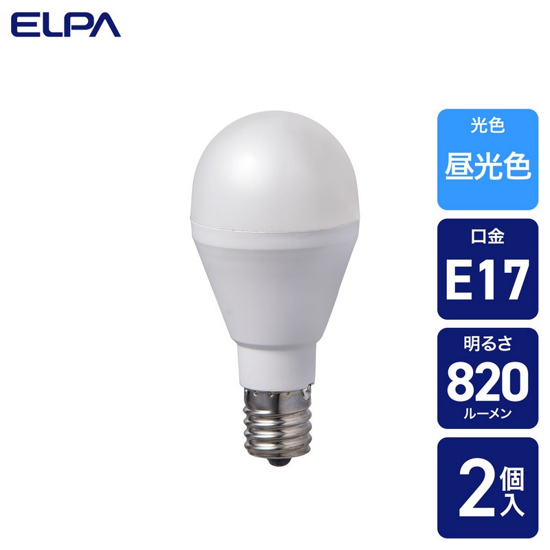 エルパ LED電球 2個セット ミニクリプトン球形 E17 60W形 電球色 LDA7D-G-E17-G4105-2P