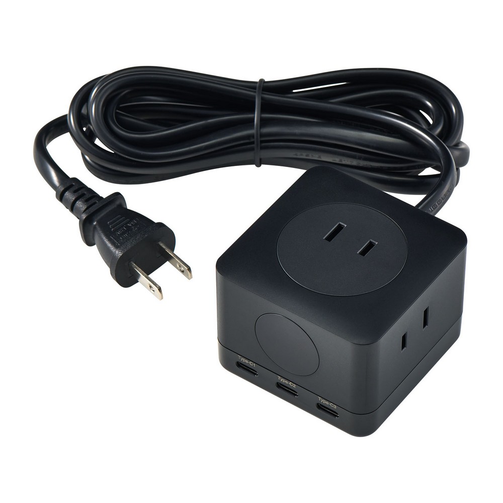 エルパ(ELPA) USBタップ コンパクト モニター付き Type-C 3ポート PD65W AC3個口 ブラック WS-M3362UC(BK)