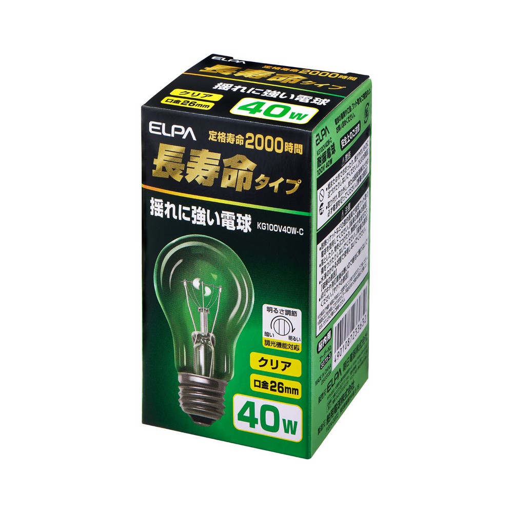 揺れに強い電球４０Ｗクリア KG100V40W-C