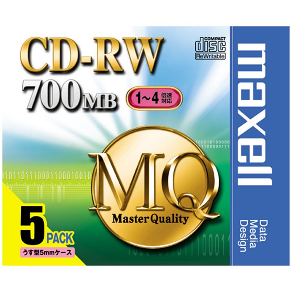 日立マクセル マクセル データ用 CD-RW 700MB (1?4倍速対応) 5枚パック CDRW80MQ.S1P5S