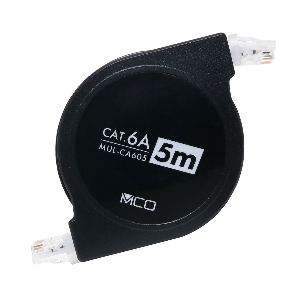 ミヨシ 巻取りカテ６ＡＬＡＮケーブル５Ｍ MUL-CA605/BK