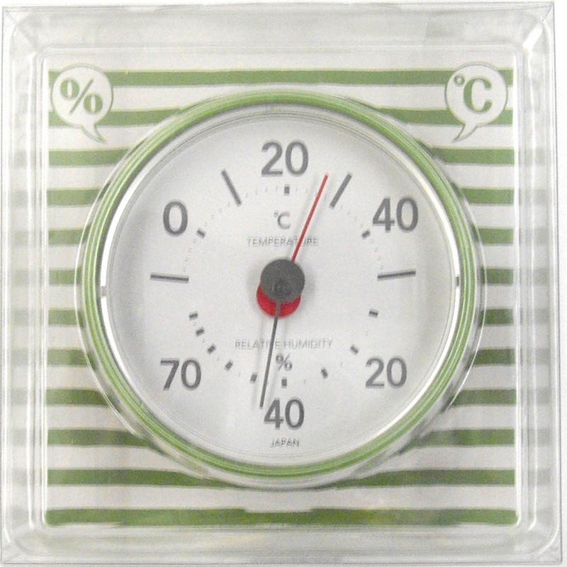 【再入荷なし】エンペックス プレーン温湿度計 グリーン TM-7813