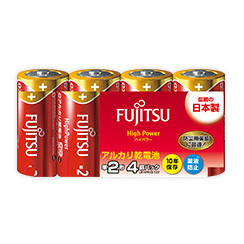富士通 ハイパワー アルカリ単2電池 4個パック LR14FH(4S)